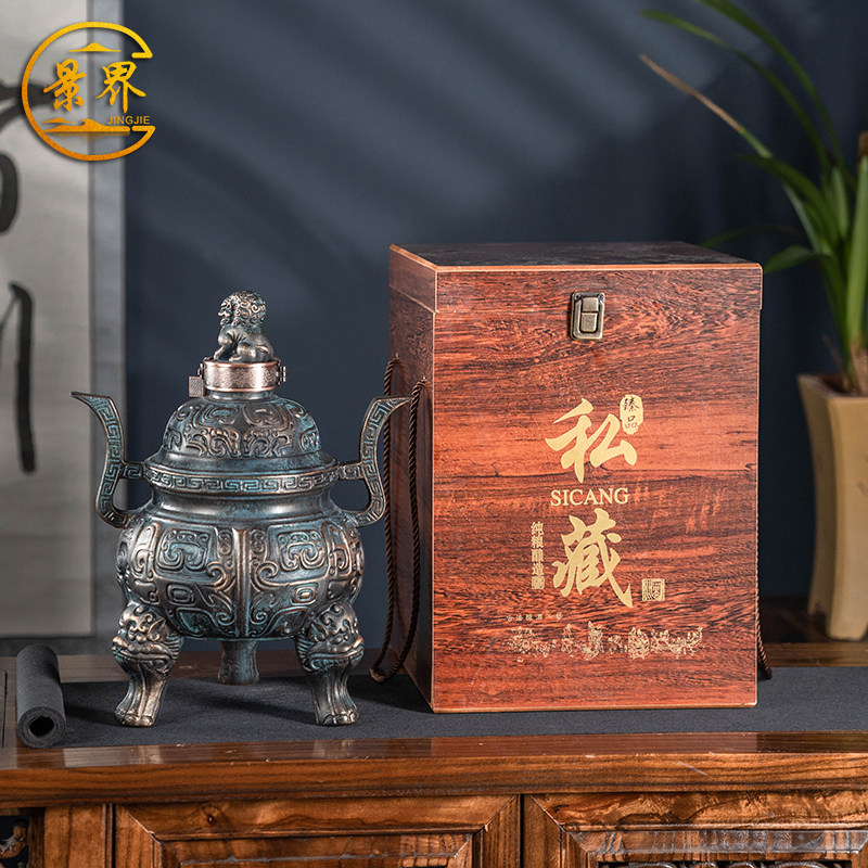 狮子雕刻陶瓷空酒瓶5斤装酒坛景德镇家用密封酒壶送礼盒仿古摆件