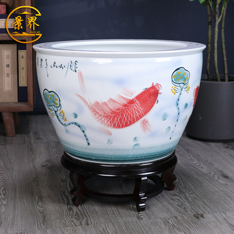 景欧客厅陶瓷鱼缸乌龟盆荷花缸