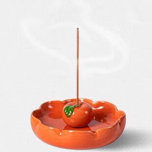 简约精致禅意不落灰陶瓷线香插线香底座 中式 至檀世家 柿柿如意