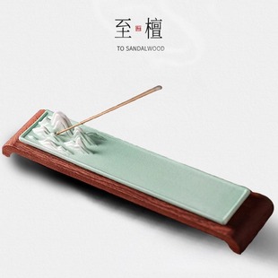 陶瓷香薰炉底座 中式 精致禅意卧香炉 千里江山线香插 至檀世家