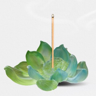 古典精致简约线香插高级感茶道禅意托盘 中式 至檀世家 琉璃莲花