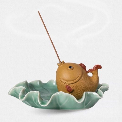 至檀「茶桌锦鲤香插」中式沉香线香香炉 禅意陶瓷香托底座不落灰,家居饰品,香托/香盘/香座/香插,淘宝优惠券,粉丝福利购,淘宝优惠卷