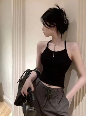 小众设计感免穿内衣女纯欲辣妹美背女短款开叉上衣内搭外穿吊带女
