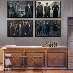浴血黑帮挂画客厅卧室酒吧装饰画西餐厅咖啡厅西装暴徒谢尔比壁画