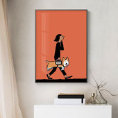 cat&dog 可爱波普风抽象装 饰画主题恋人猫咪与狗有趣艺术海报背景