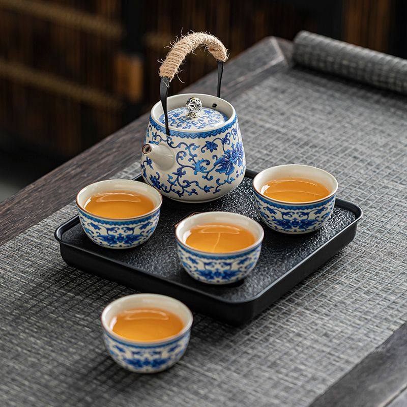 米黄汝窑功夫茶具套装家用户外喝茶陶瓷茶壶茶杯一壶四杯茶盘套装,餐饮具,旅行茶具,淘宝优惠券,粉丝福利购,淘宝优惠卷