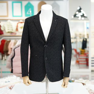 绵羊毛羽绒服夹克修身 提花呢西装 外套 商务绅士休闲简约冬季 男士