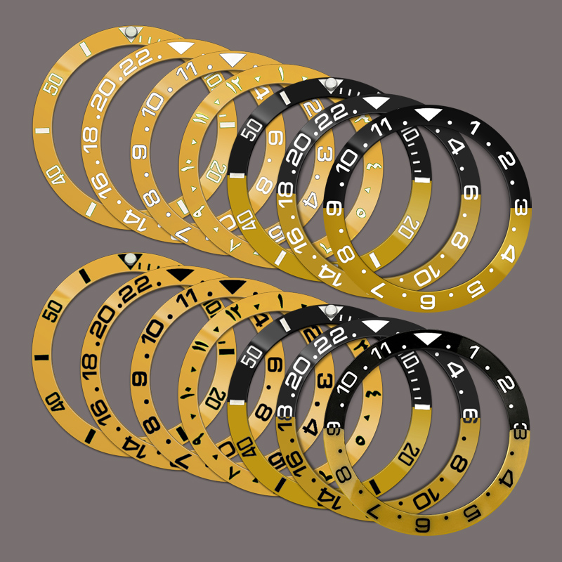 38x30.7mm 新款琥珀色陶瓷圈手表表壳配件弧形表圈陶瓷圈口