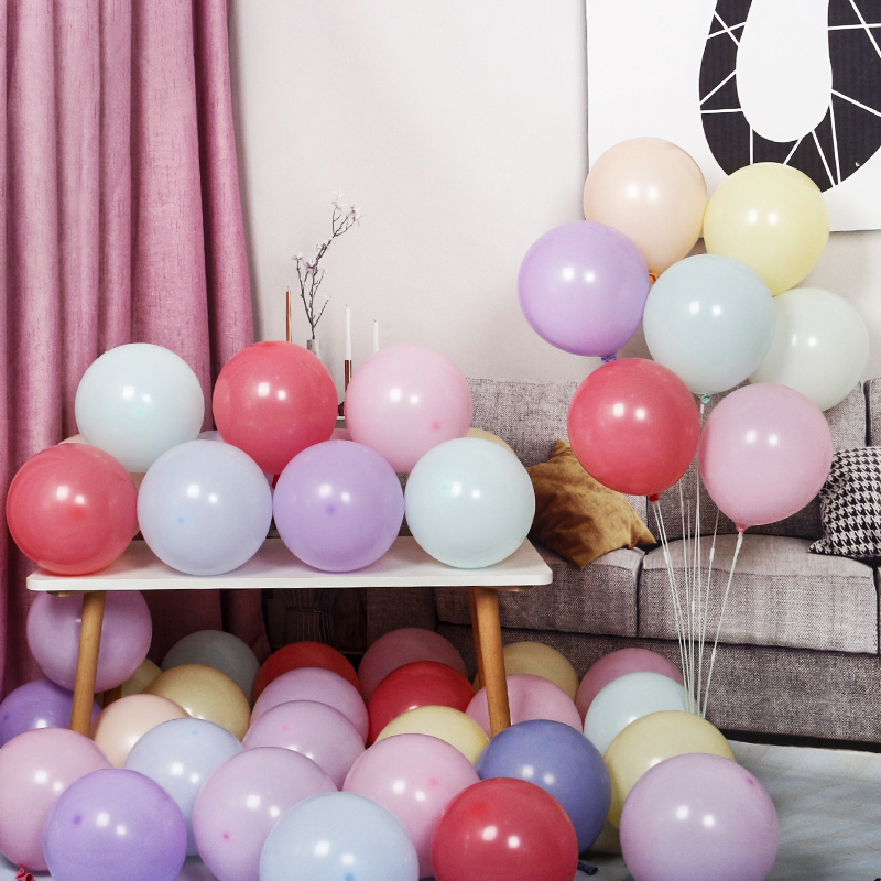 西西艾柏加厚马卡龙气球宝宝儿童生日趴体场景布置结婚房彩虹汽球