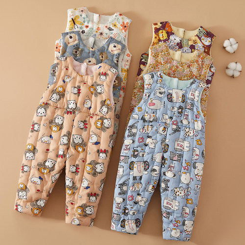 婴儿纯手工背带裤夹棉加厚连体裤