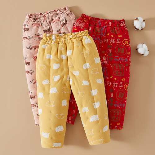 婴儿纯手工棉花高腰保暖棉裤长裤