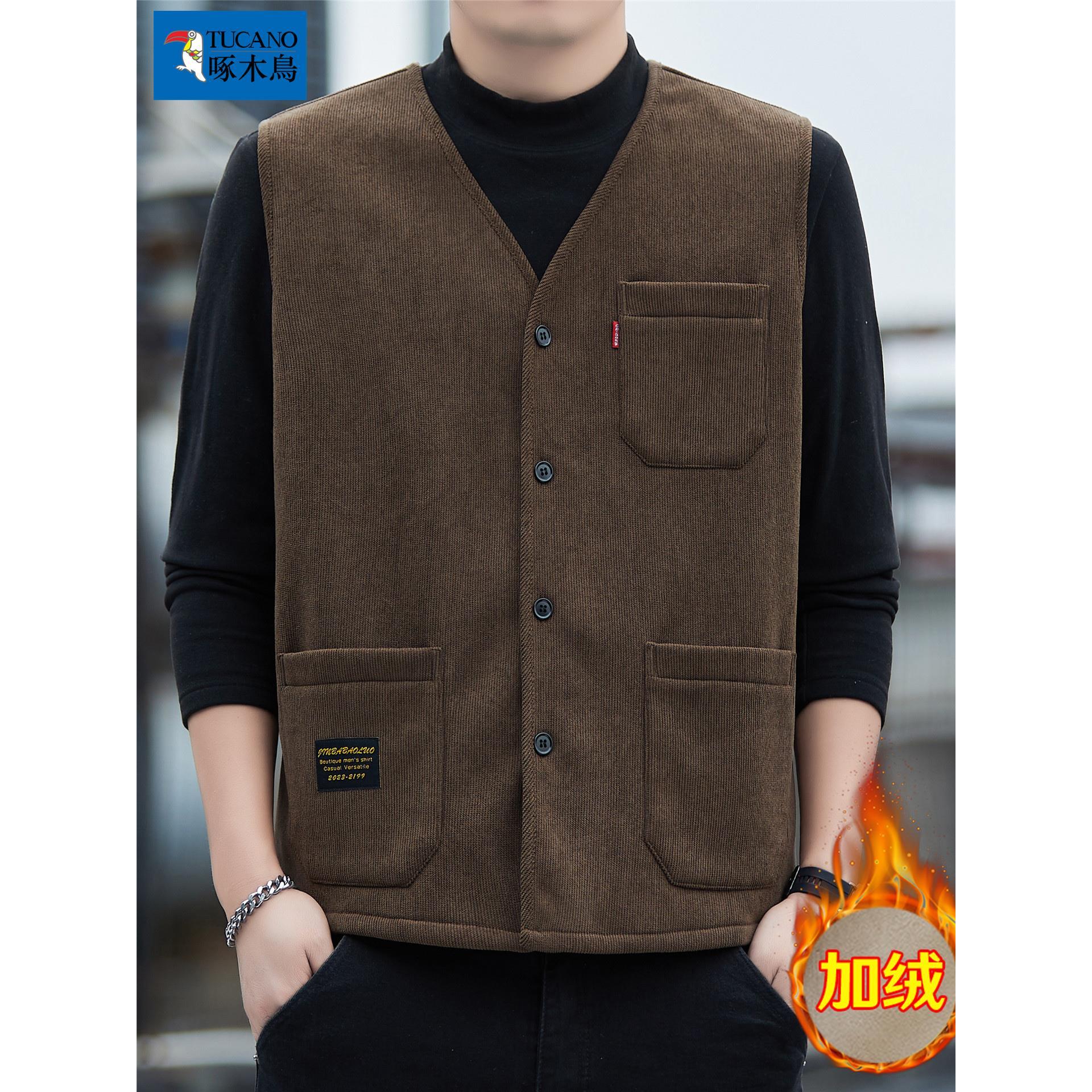 啄木鸟户外工装灯芯绒马甲