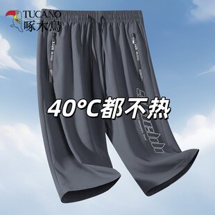 新款 夏季 速干工装 五分大裤 子 啄木鸟短裤 衩宽松休闲运动七分裤 男士