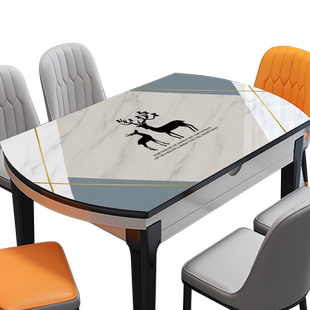 椭圆形餐桌垫免洗防水防油防烫轻奢高级感PVC软玻璃折叠圆桌桌布