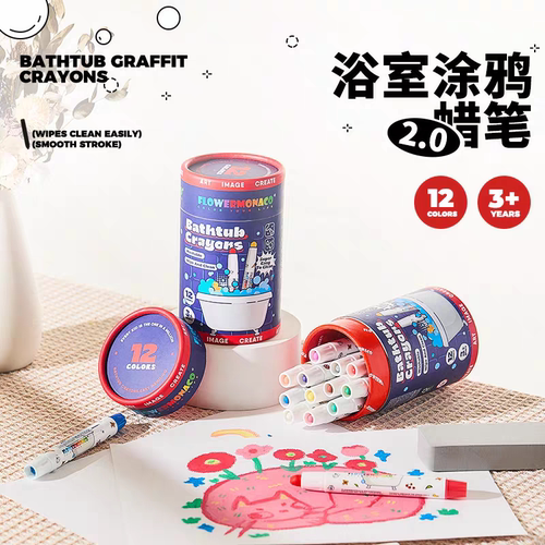 Flower monaco花芽浴室涂鸦蜡笔玻璃瓷砖绘画笔可擦易水洗安全