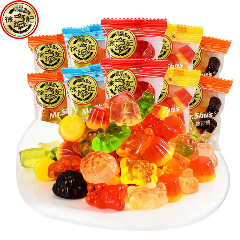 徐福记橡皮糖小熊水果汁味qq橘子软糖散装什锦结婚庆喜儿童零食品