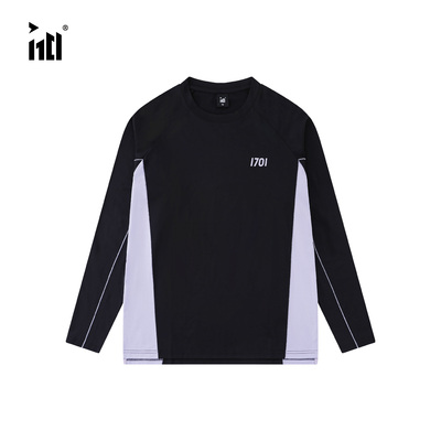 1701秋季cool max新款骑行运动速干拼色长袖凉感打底t情侣同款