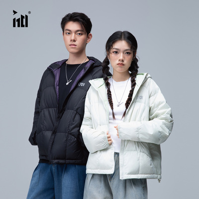 轻便连帽短款羽绒服男女同款