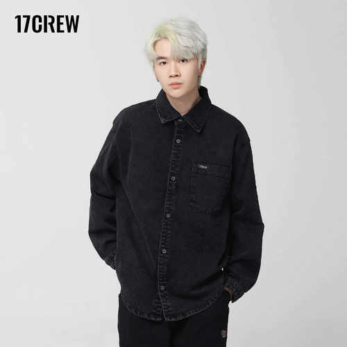 黑灰色衬衫工装外套17CREW翻领