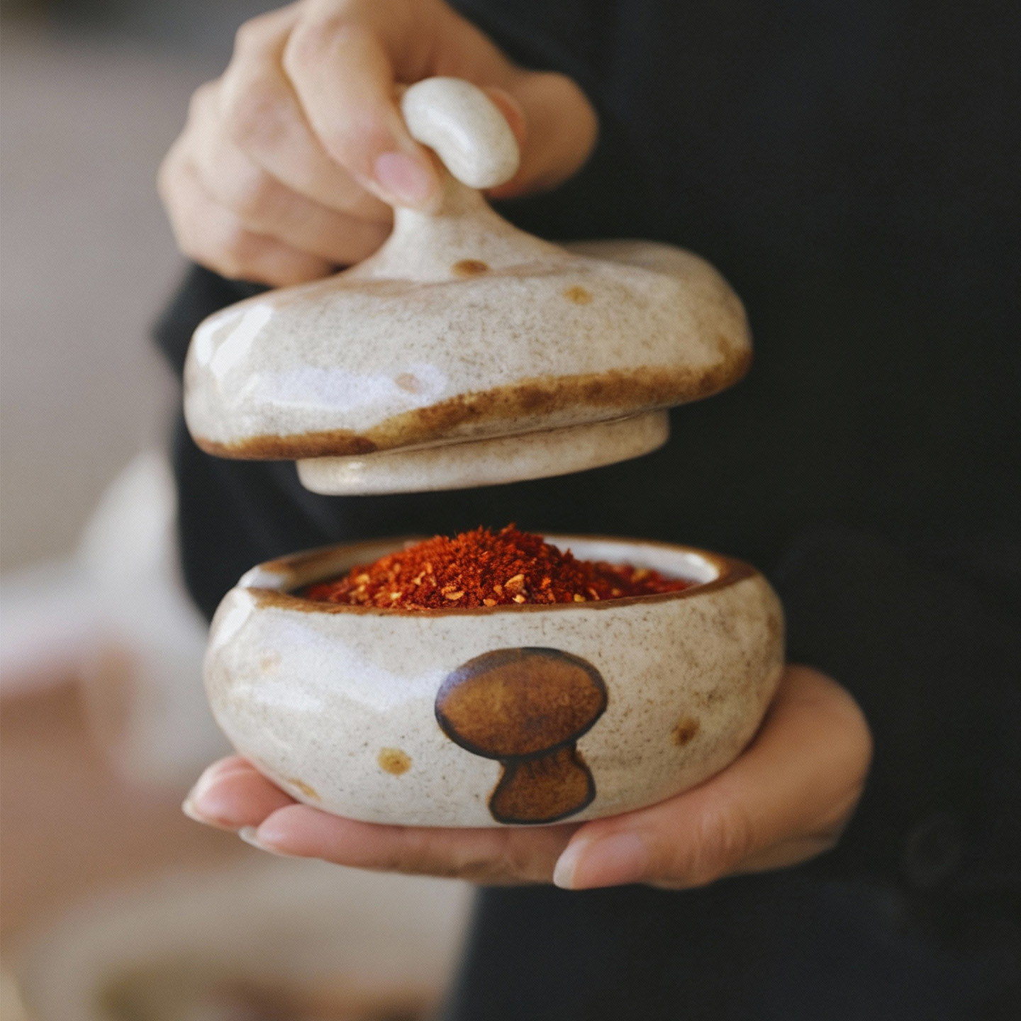 泽滕家带盖小罐子迷你可爱陶瓷收纳原创意蒸鸡蛋盅厨房调味佐料瓶