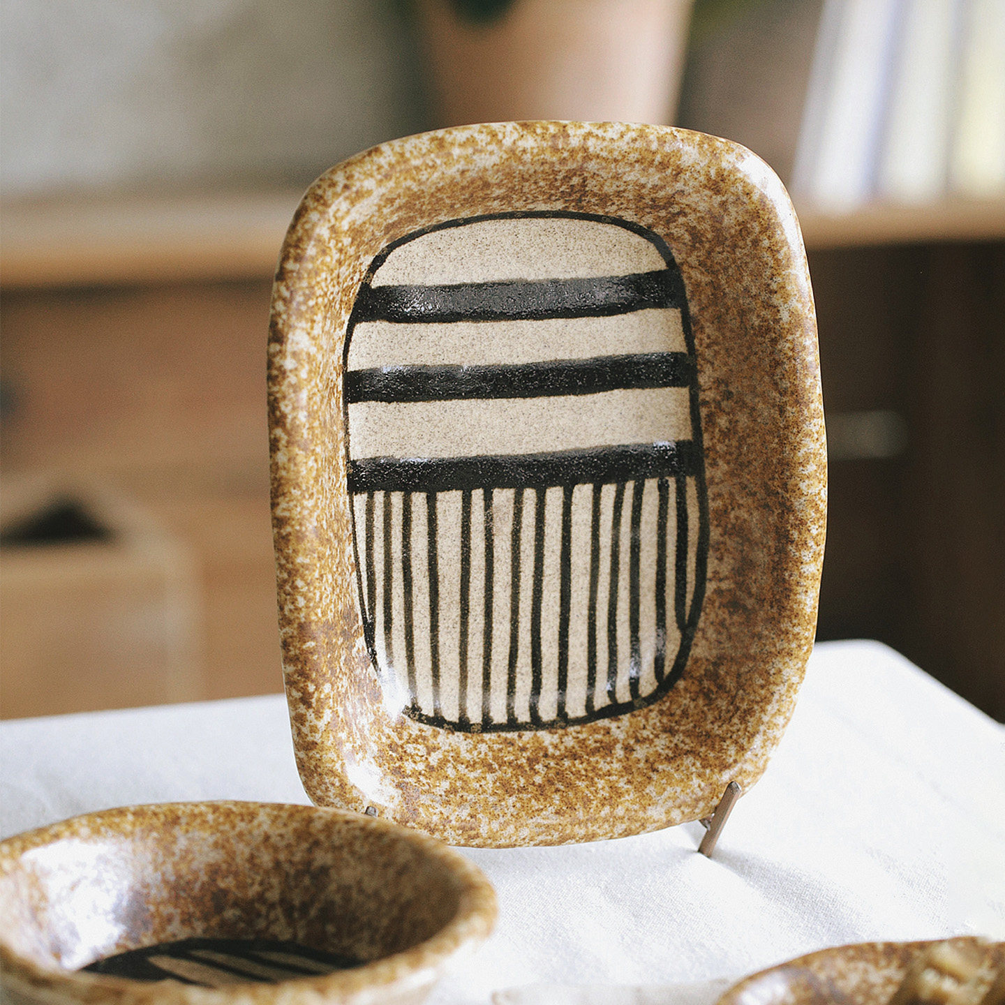 泽滕家陶瓷盘子西餐牛排水果凉菜碟方形手绘小众做旧古风老式餐具