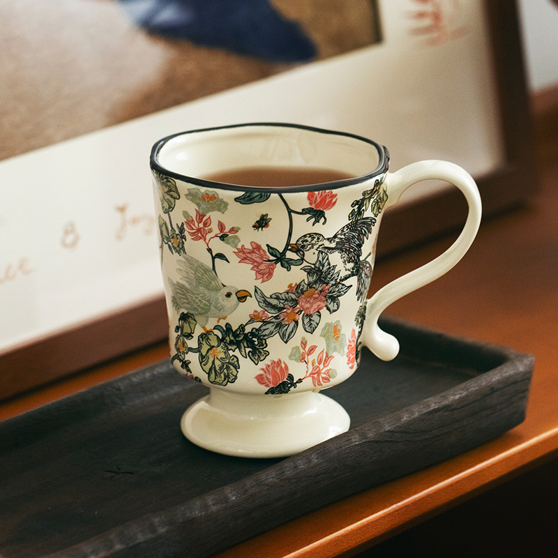 泽滕家陶瓷复古花卉马克杯