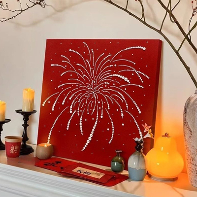 法式中古风新年焰火挂画客厅卧室