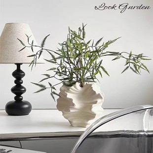 仿真花假花侘寂风花瓶陶瓷花器桌面客厅餐桌装 饰中古风玄关摆件