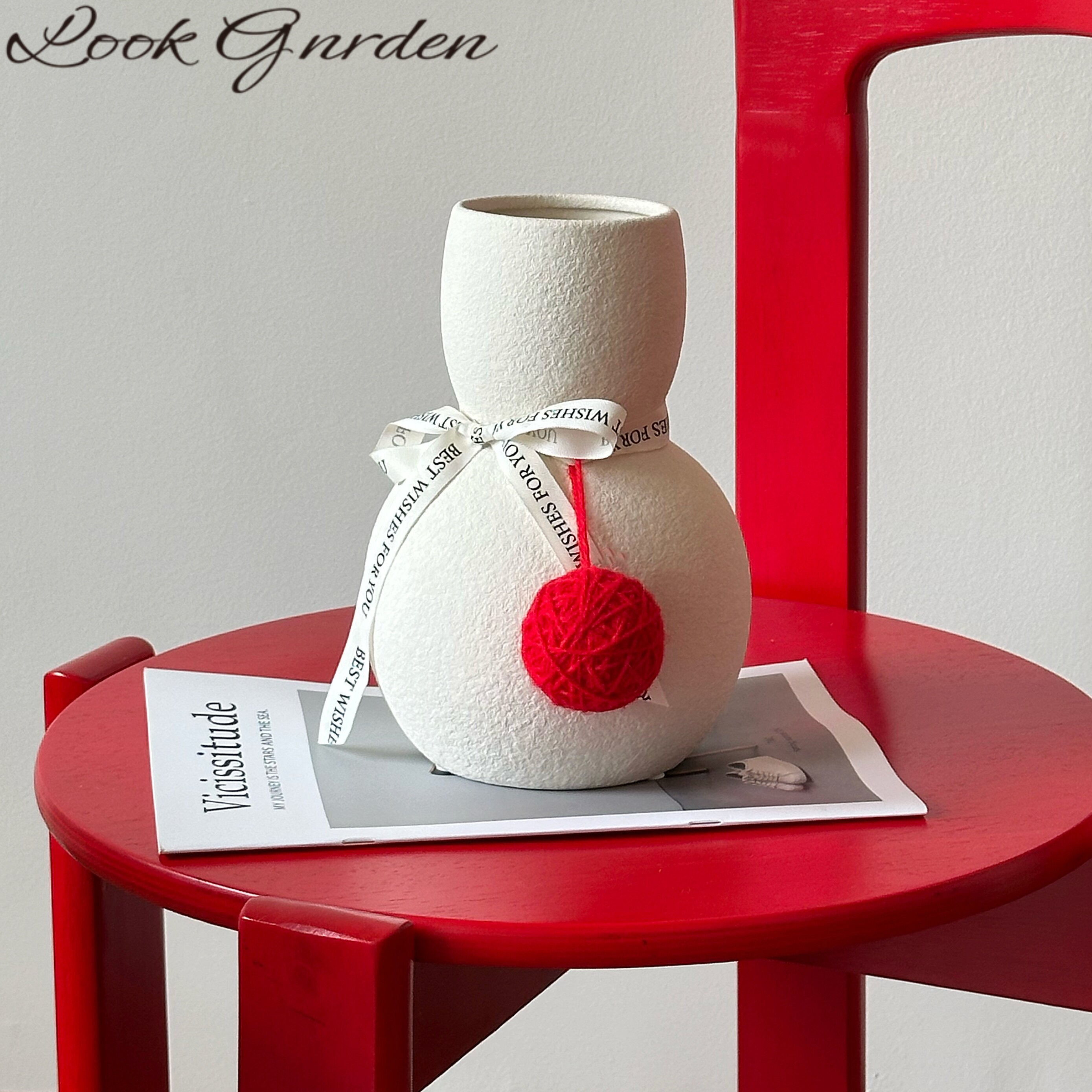 雪人花瓶新年圣诞节桌面装饰