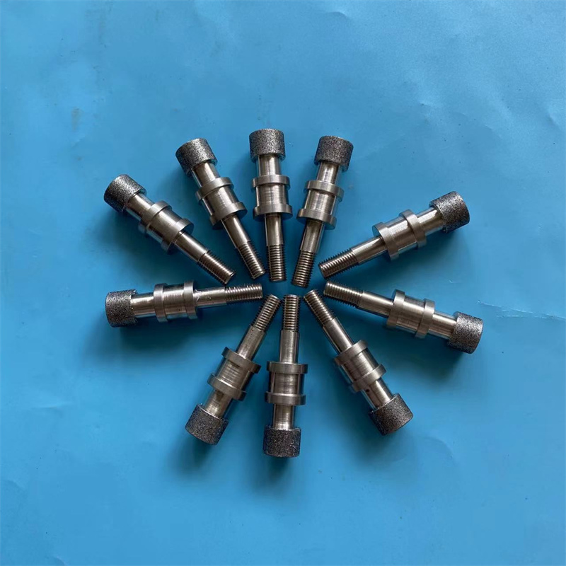 异型定制带螺丝纹电镀CBN磨头打磨渗炭淬火60度钢件