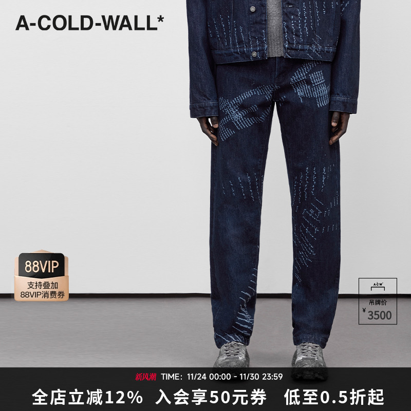 【限时直降】ACOLDWALL秋冬丹宁牛仔裤长裤印花男女ACWMJS043B