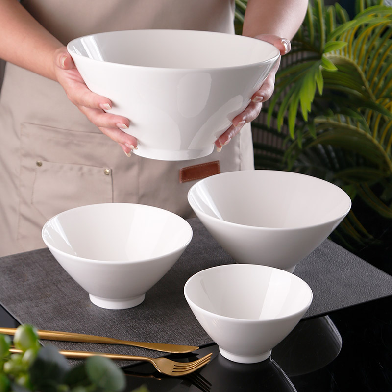 纯白通用陶瓷面碗骨质瓷