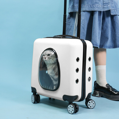 日本出口猫咪旅行箱大空仓小型犬外出透气猫包外出便携宠物拉杆箱