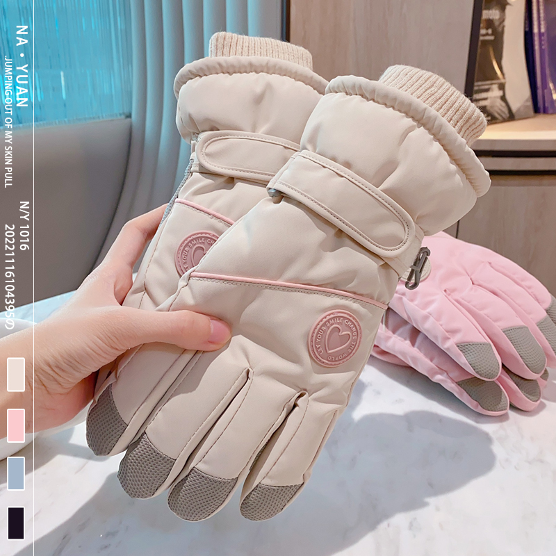 滑雪手套女冬加绒厚骑车防