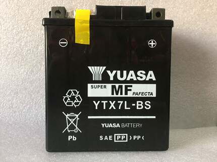 汤浅电池 YTX7L-BS电瓶 幻影150 YBR250飞致250 追梦 CB190蓄电池