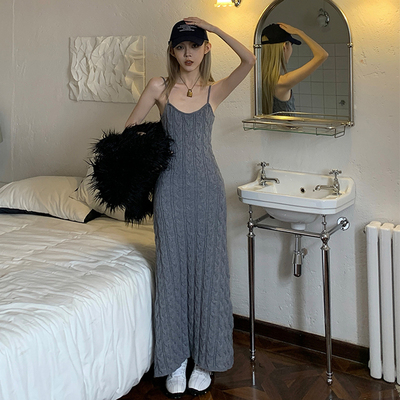 氛围感针织麻花鱼尾内搭连衣裙