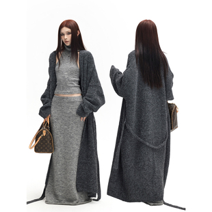 女秋冬宽松百搭中长款 common 慵懒风针织开衫 0120 毛衣外套女