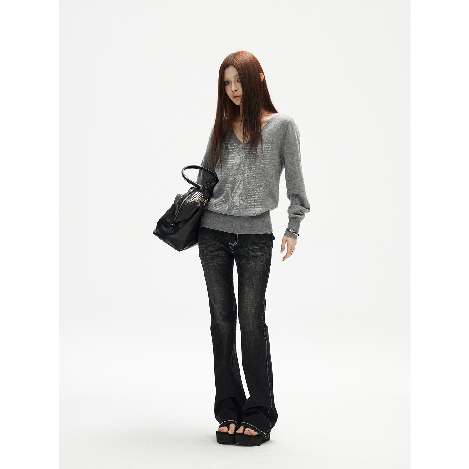 美式复古低腰辣妹炸街显瘦牛仔裤