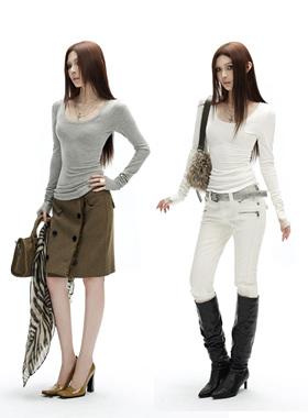 common in 0120 基础抓绒万能内搭收腰正肩U领修身纸片人打底衫女