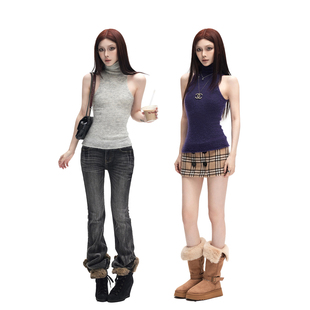 内搭上衣百搭纯色羊毛修身 common 高领马海毛无袖 0120 背心女