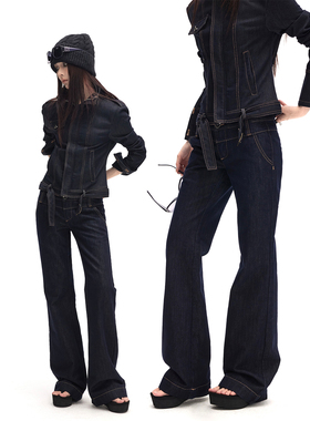 common in 0120 美式辣妹设计感低腰长裤2025秋冬百搭直筒牛仔裤