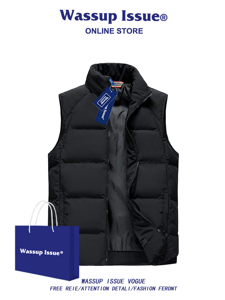 WASSUP ISSUE DOWN COTTON VEST MENS WINTER 2024 NEW HORSE CLIP THERMAL VEST SHOULDER JACKET MEN