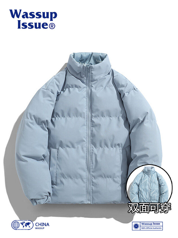 WASSUP ISSUE REVERSIBLE DOWN COTTON JACKET MENS WINTER PADDED JACKET THICKENED BREAD JACKET COTTON COUPLE JACKET