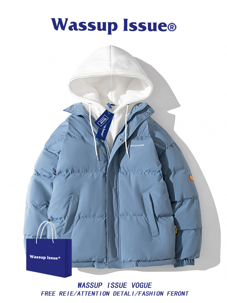WASSUP ISSUE DOWN COTTON JACKET MENS PADDED JACKET MENS WINTER 2024 THICKENED MENS BREAD JACKET COTTON JACKET