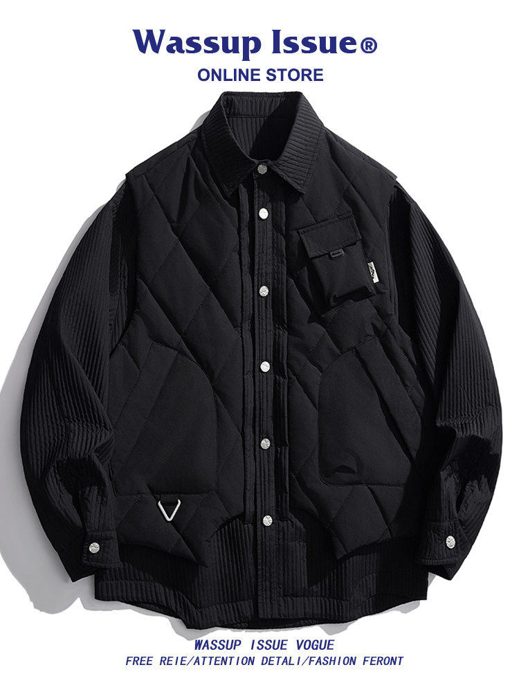 WASSUP ISSUE TWO-PIECE VEST SET SHIRT MENS AUTUMN|WINTER TREND CARGO JACKET FUNCTIONAL JACKET