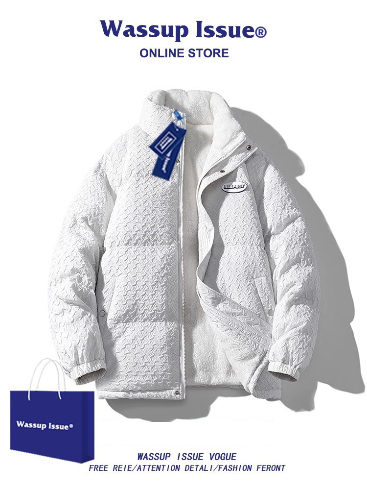 WASSUP ISSUE HOUNDSTOOTH DOWN PADDED JACKET MENS WINTER TIDE BRAND LAMBSWOOL JACKET COTTON JACKET LAMBSWOOL COTTON JACKET