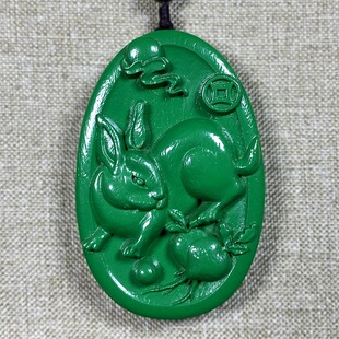 木质绿色生肖挂件木头雕刻车挂平安符实木鼠牛蛇马猪虎兔龙钥匙扣