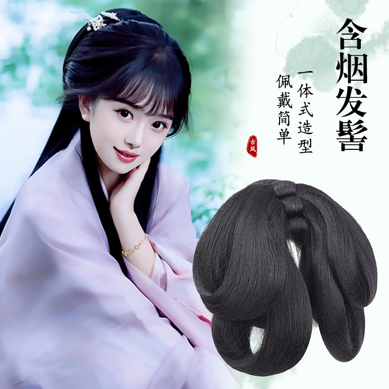 汉服假发古风一体式后压发髻古装