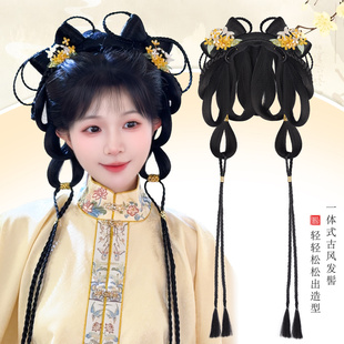 汉服假发包一体式懒人发型发箍头饰古风明制造型古装发饰百搭套装
