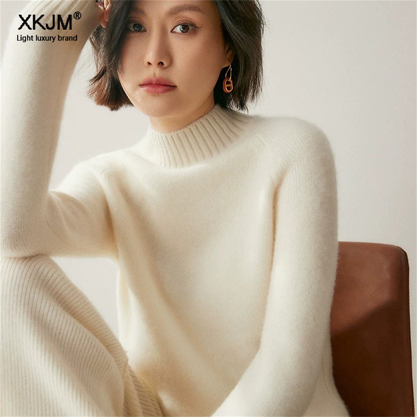 轻奢优雅风羊绒衫女2026冬季新款半高领针织衫软糯修身毛衣打底山